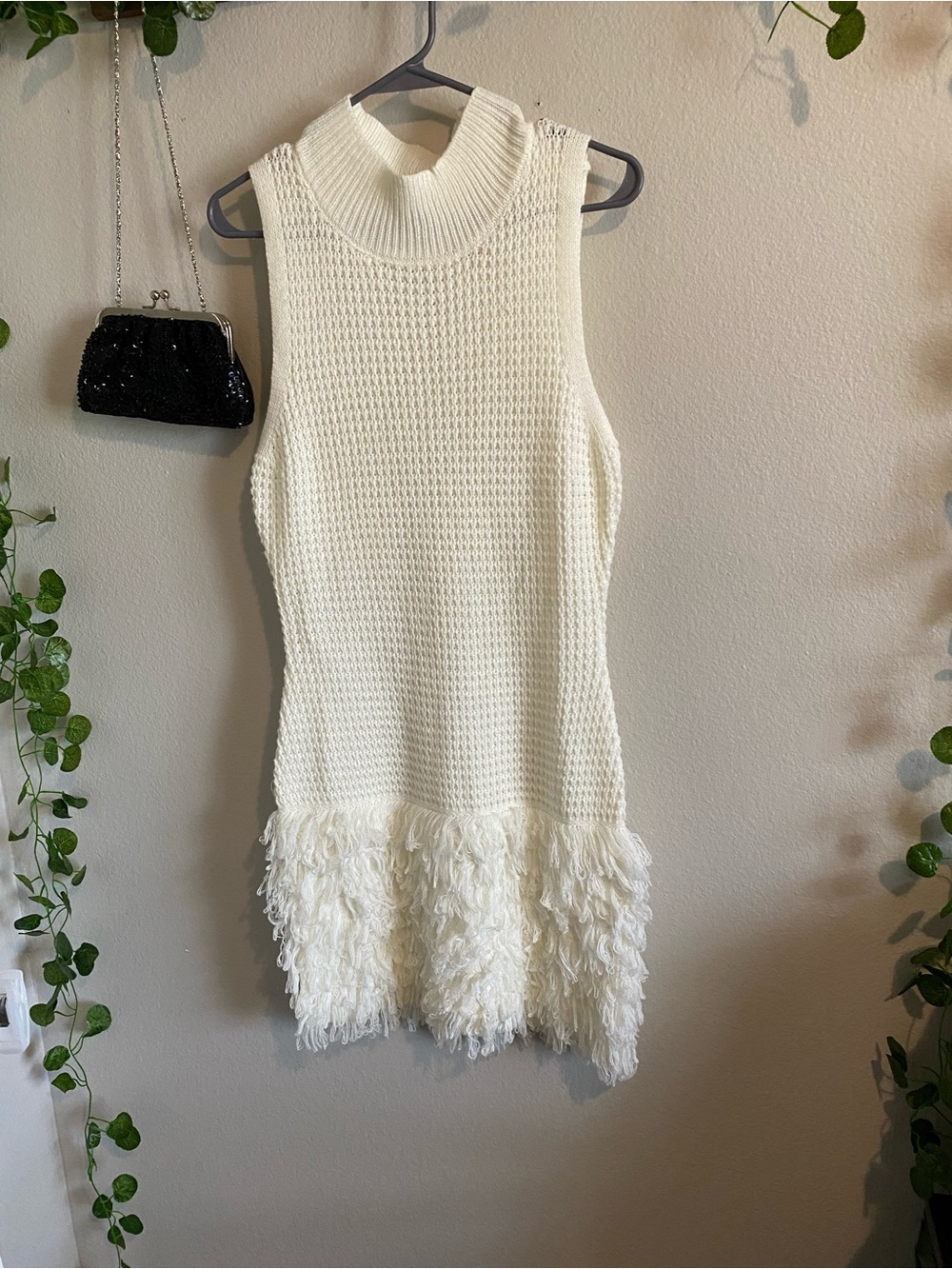 Women’s Cream Fringed Dress - Casual Cozy Style  size 0XL